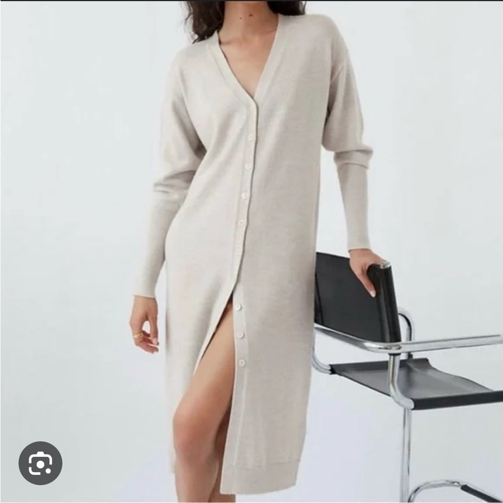 Aritzia Wilfred Long Wool Cardigan Grey Size Small